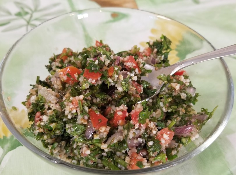 tabooleh a Mediterranean salad made of parsley, tomatoes and bulgur , a type of wheat